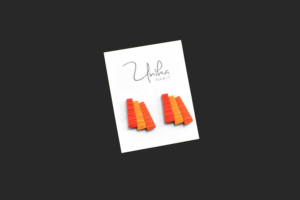 unikatni mali uhani oranž rumeni Elegant - Unika Nakit