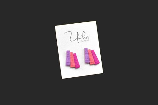 unikatni mali uhani roza pink viola Elegant - Unika Nakit