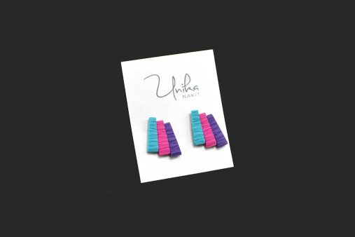 unikatni mali uhani viola turkiz pink Elegant - Unika Nakit