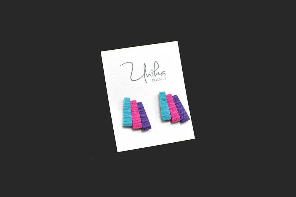 unikatni mali uhani viola turkiz pink Elegant - Unika Nakit