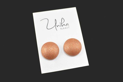 veliki rose gold uhani z bleščicami LaBuns - Unika Nakit
