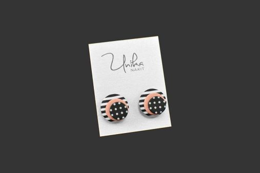 ročno izdelani roza pikčasti uhani črte pika plast - Unika Nakit