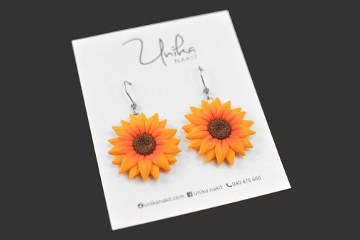 Viseči Uhani Sončnica - Ročno Izdelani Viseči Uhani Sončnica - Unika Nakit