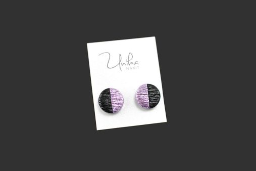 mali okrogli uhani viola-črni - Unika Nakit