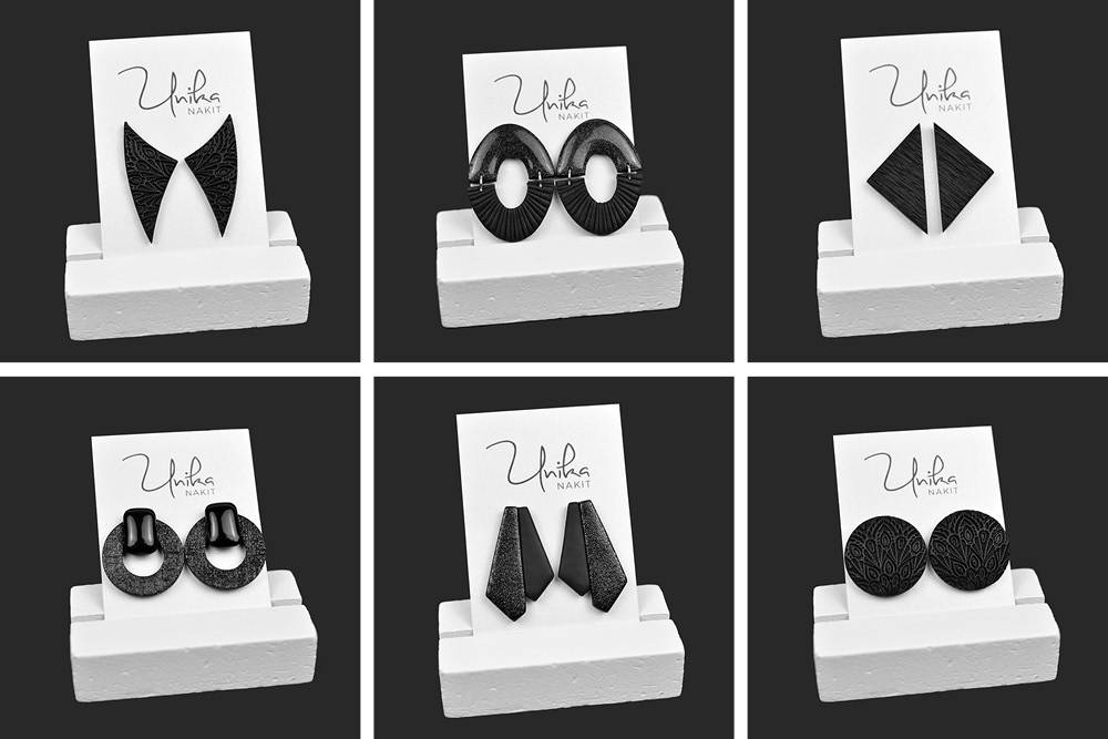 veliki črni uhani - Unika Nakit